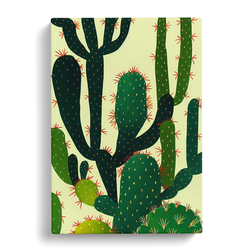Cactus Cacti Boho - Wrapped Canvas, 76cm H x 50cm W x 3cm D