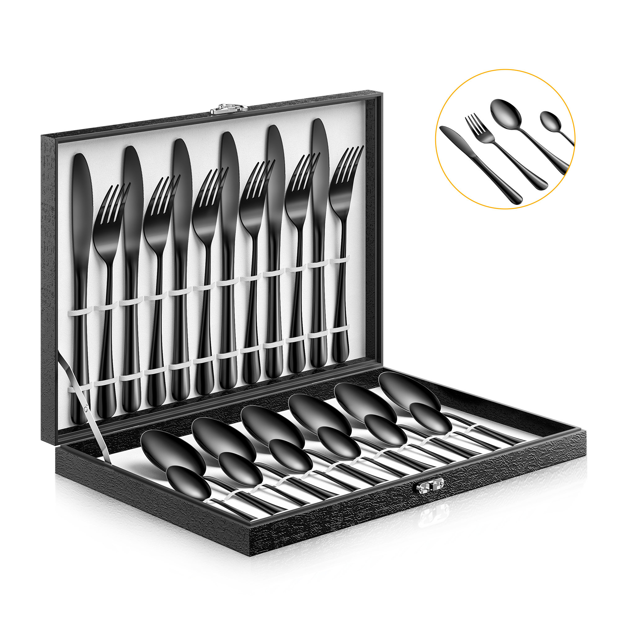 Velaze 60-Piece 18/8 High Mirror Polish Stainless Steel Flatware