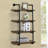 Rustic Black And Brown 4 Wall Shelf For Office Storage Display Mounted In Tone Use-121158790