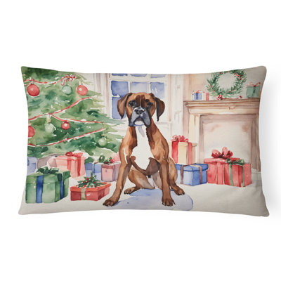 Fawn Boxer Christmas Fabric Decorative Pillow