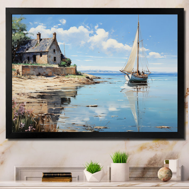 The Normandy Coast By Eugene I - Nautical & Beach Canvas Art Print, H 30 po x l 40 po x P 1,5 po, Cadre photo noir