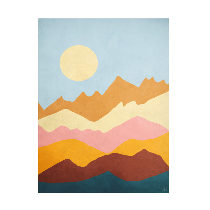 Art sur toile, ligne bolognaise et brosse Richly Mountains Moon, H 18 po x l 24 po