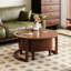 Table basse vintage gigogne avec tiroir cannelé à rangement discret, finition noire et noyer, table polyvalente, taille 31,5 po, peu encombrante pour les pièces