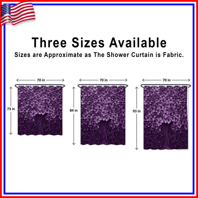 Rideaux de douche mauve à motif floral extra long, L 70 po x H 72 po