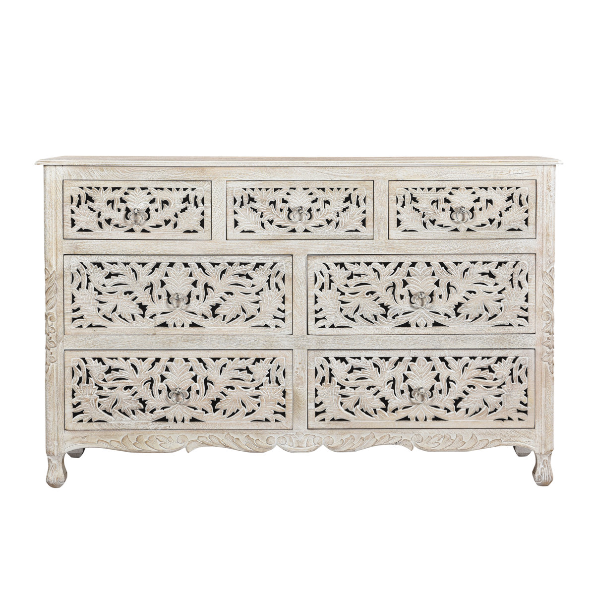 Harleen 7 Drawer 57'' W Solid Wood Double Dresser