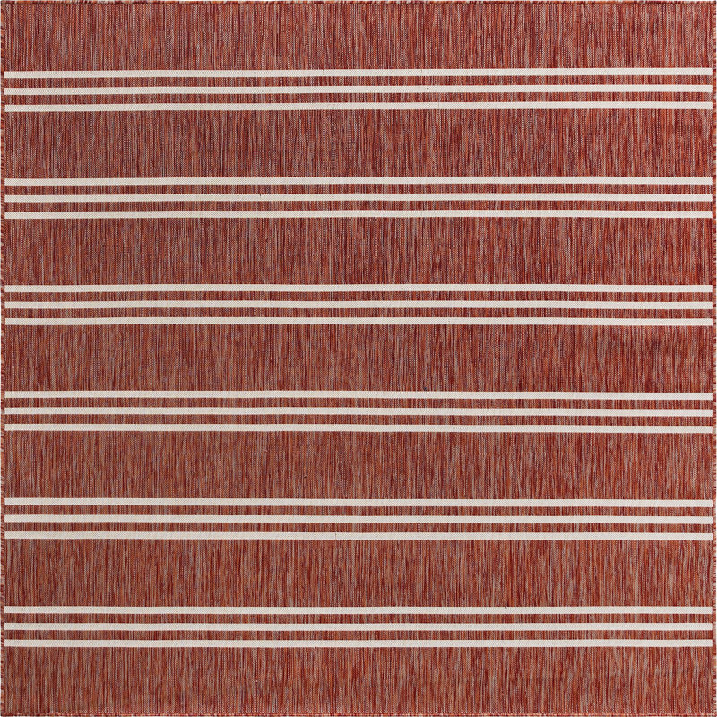 Outdoor Destiny Area Rug Rust Color, Square 7'10"