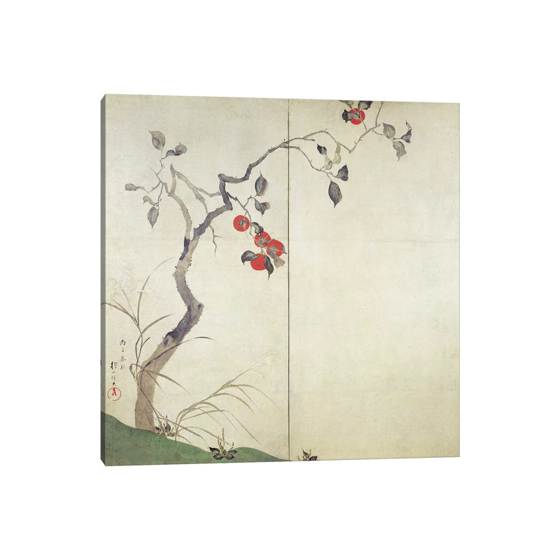 Persimmon On Tree by Sakai Hoitsu - Wrapped Canvas Gallery-Wrapped Canvas Giclée, 30.48 cm H x 30.48 cm W