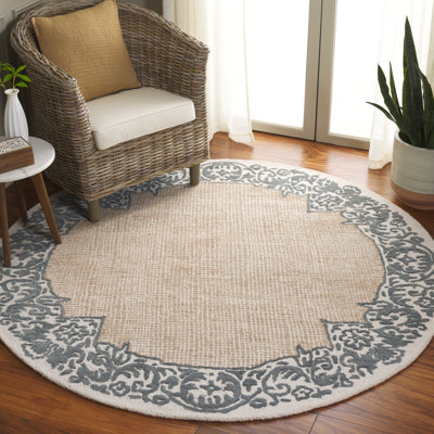 Tapis en laine / coton touffeté à la main ébène en ivoire / gris