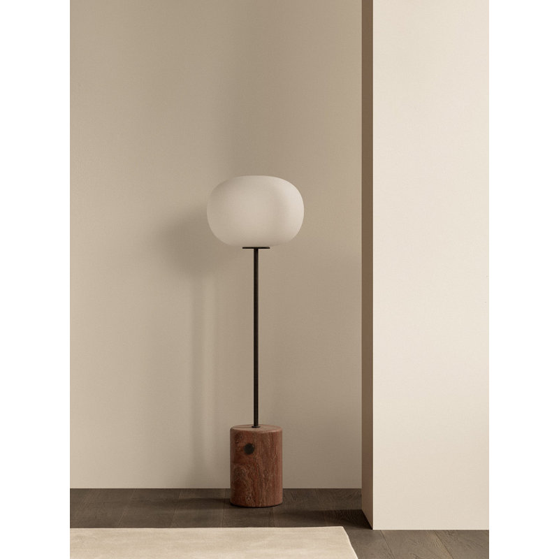 JWDA Floor Lamp, Bronzed Brass/Red Travertine Stone