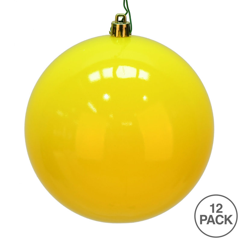 Holiday Décor Ball Ornament, 3" H x 3" W x 3" D, Yellow Shiny