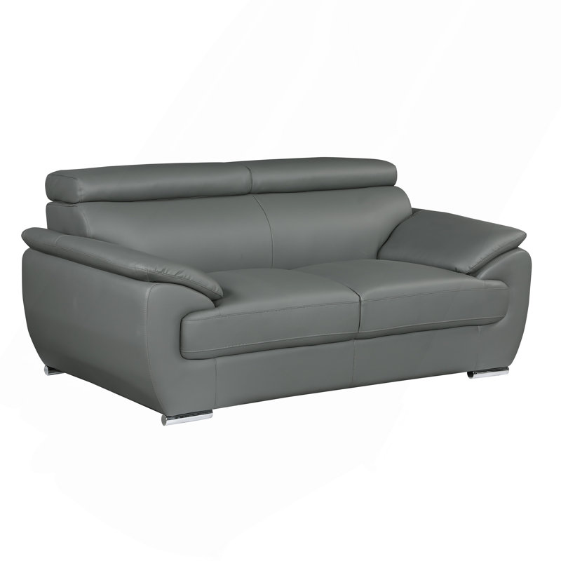 Causeuse en cuir véritable, Gris