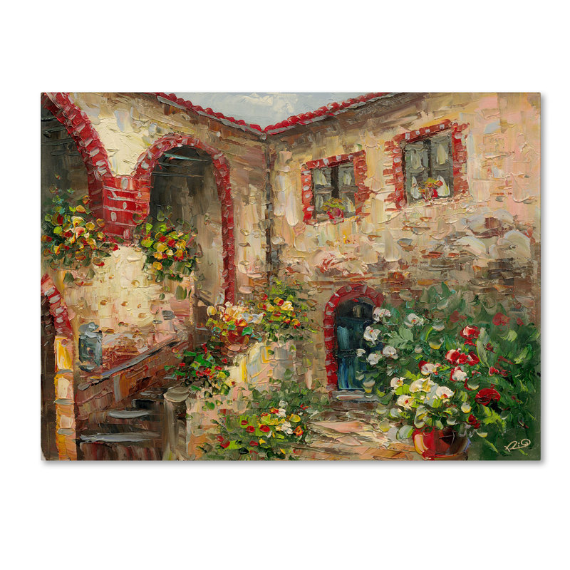 Tuscany Courtyard Impressionist Canvas Landscape Print, 14" x 19"