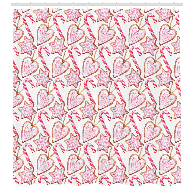 Ensemble de rideau de douche et crochets Candy Cane, H 70 po x l 69 po