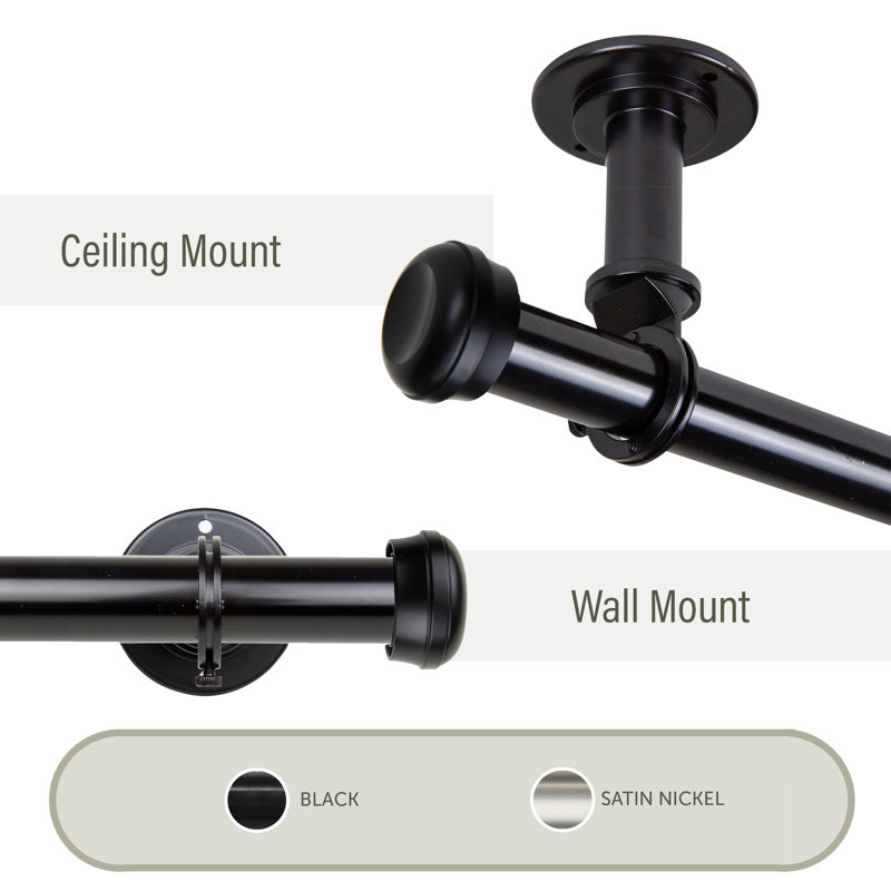 Stapleford Adjustable Single Curtain Rod, 28"- 48" L, Black