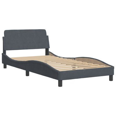 Structure de lit vidaXL sans matelas Piran gris foncé 100x203 cm velours