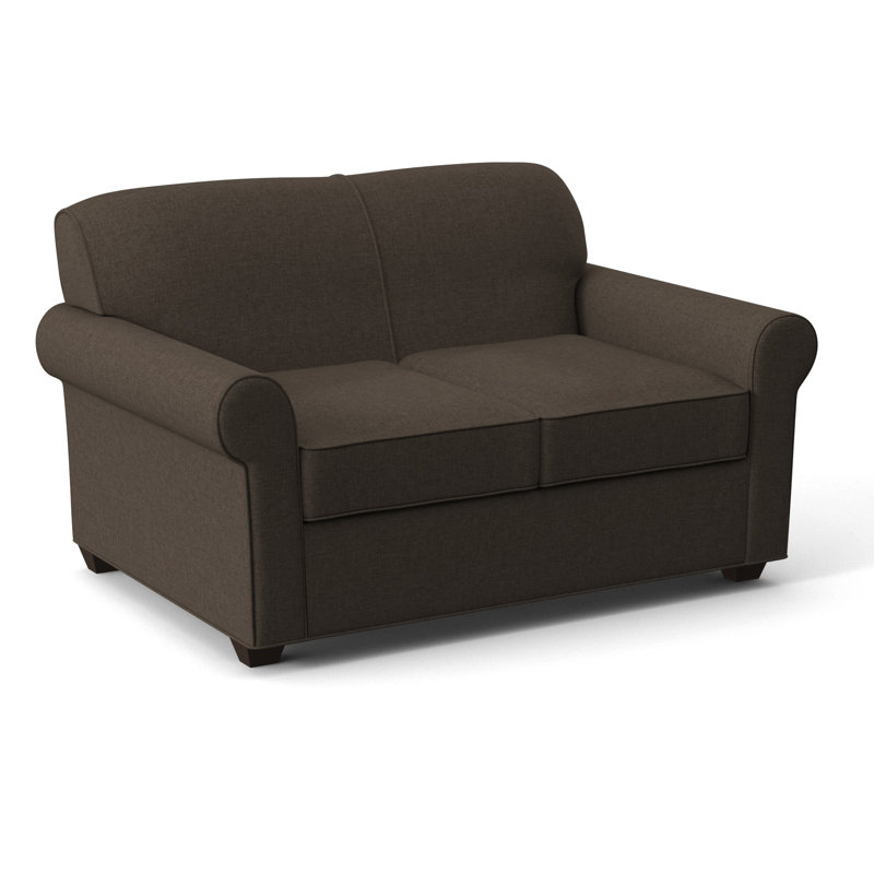 Finn 59" Rolled Arm Sofa Bed Loveseat with Reversible Cushions, Cafelle, Antic Chocolate
