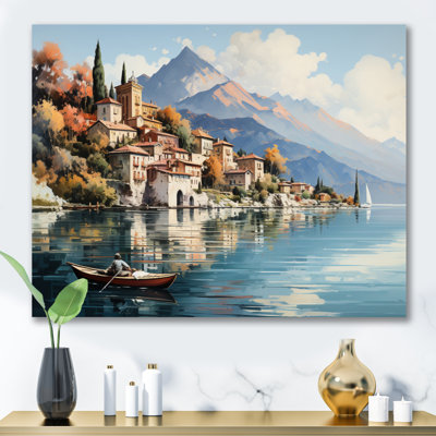 Italy Landscape Canvas Wall Art, Lake Como Travel Print - Italy Lake Como