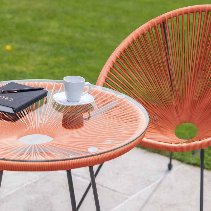 Flaxton String Bistro Set - 2 seater, Orange/Black