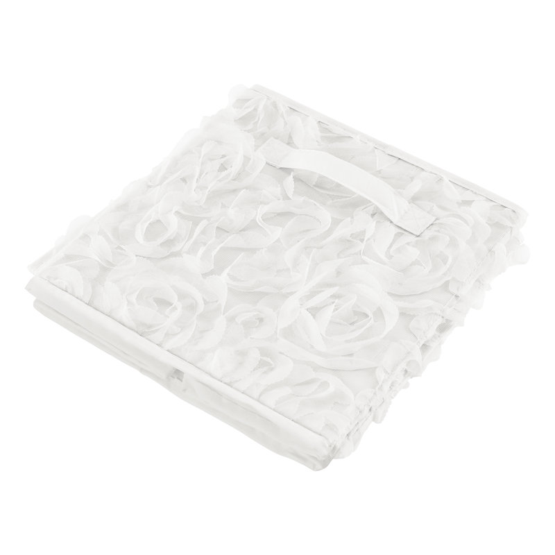 White Chiffon Rose Fabric Collapsible Storage Cubes Set
