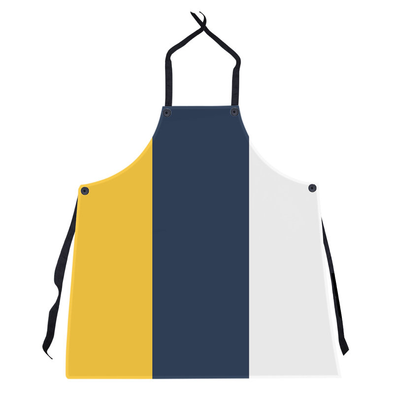 No Pattern Bib Apron, Yellow/Midnight Blue/White