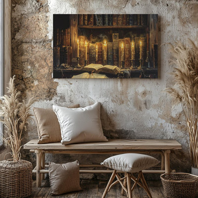 Art mural sur toile, bibliothèque occulte gothique, Halloween, sorcière, prêt à accrocher, galerie, décoration intérieure, conception moderne, qualité supérieure