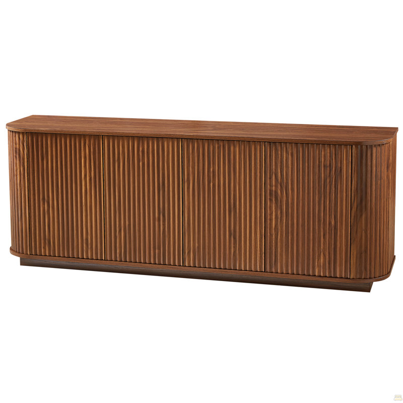Ebern Designs 64" Vertical-Striped 4-Door Sideboard, Walnut, 24" H x 64" W x 15" D