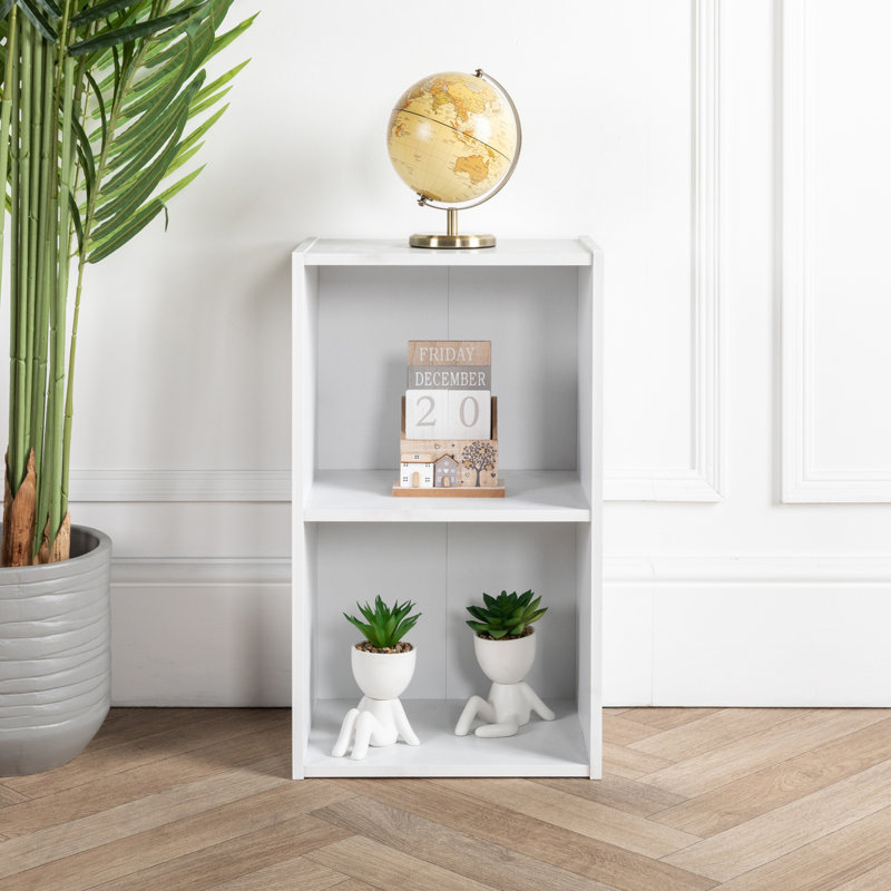 2 Tier Bookcase Cube Wooden Bookshelf, White