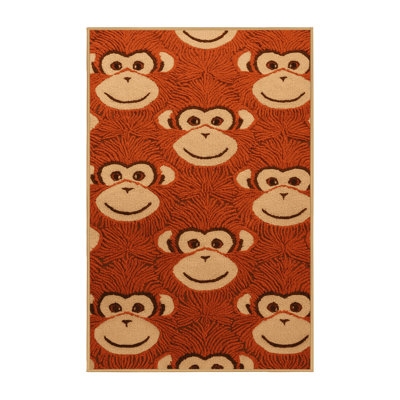 Washable Monkey Orange Fruits Area Rug