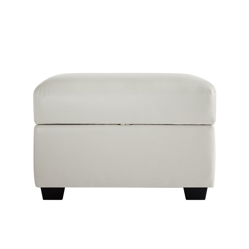 Faux Leather Ottoman with Storage, Foot Rest Stool, White
