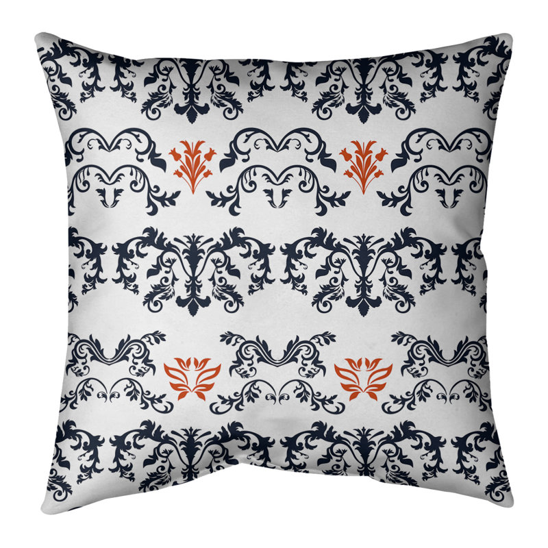 Housse de coussin Chicago Football Baroque, Simili daim, 16 po x 1 po, Blanc / ancre / orange