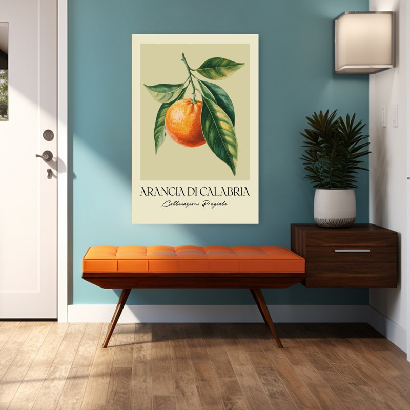 Élégant orange botanique, Illustration classique, fruit organique naturel, art mural, H 48 po x l 32 po
