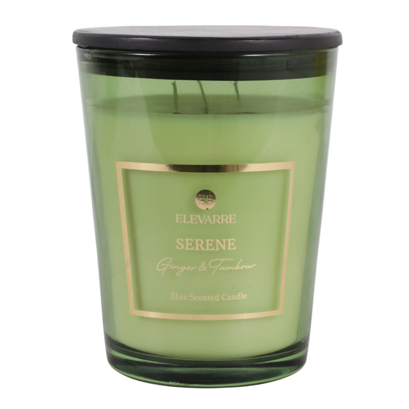 Bougie parfumée en verre avec couvercle Freelon, Green