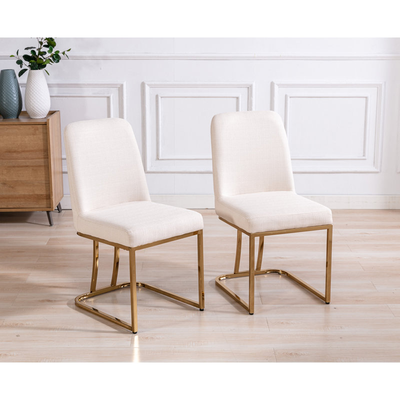 Chaise d'appoint Alchamel, Crème, Or
