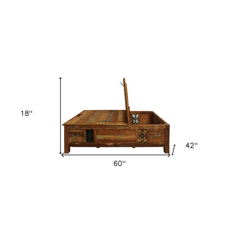 Table basse rectangulaire en bois avec rangement