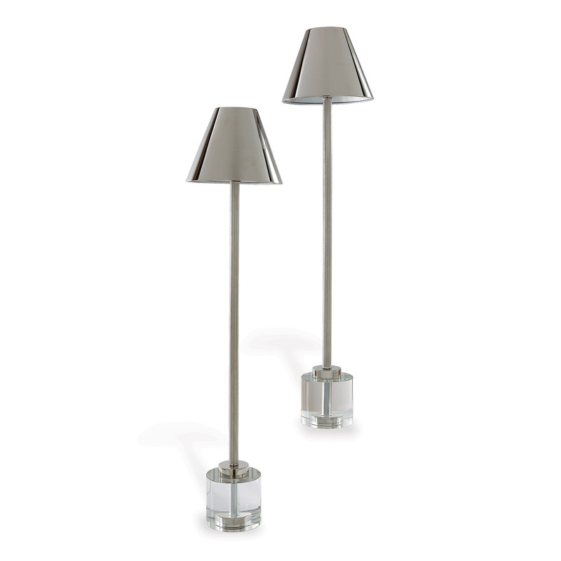 Ensemble de 2 lampes de style Parlement en cristal, Transparent / nickel poli, Nickel poli