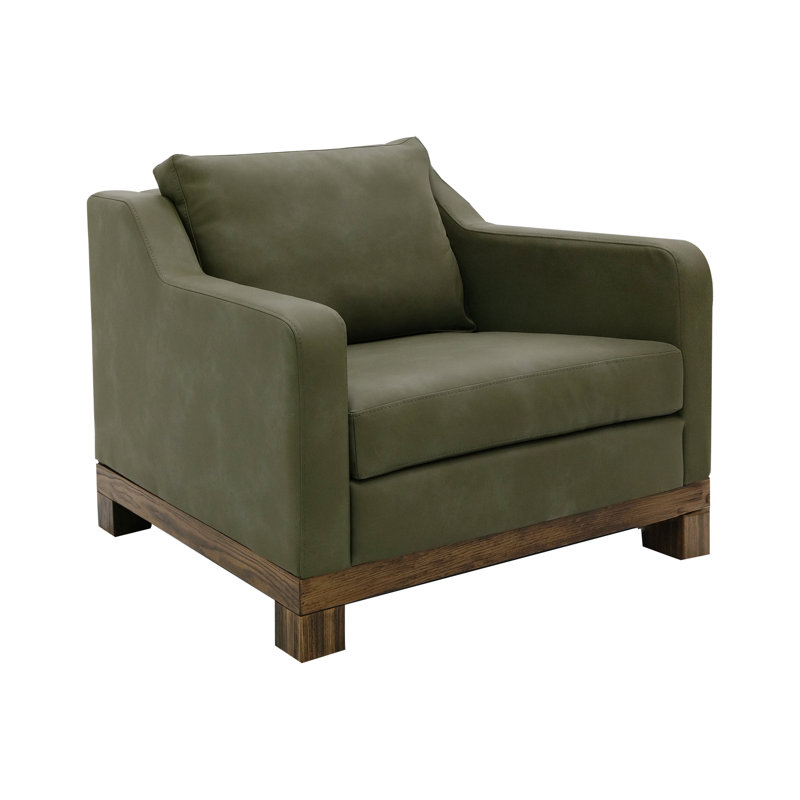 Fauteuil avec base en bois exposée