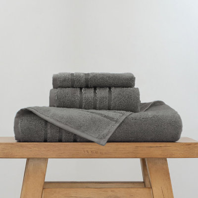 Ensemble de serviettes de bain Cariloha (1 pièce) | Onyx | Comprend 1 serviette de bain, 1 serviette de toilette et 1 débarbouillette | Mélange de coton turc et de viscose
