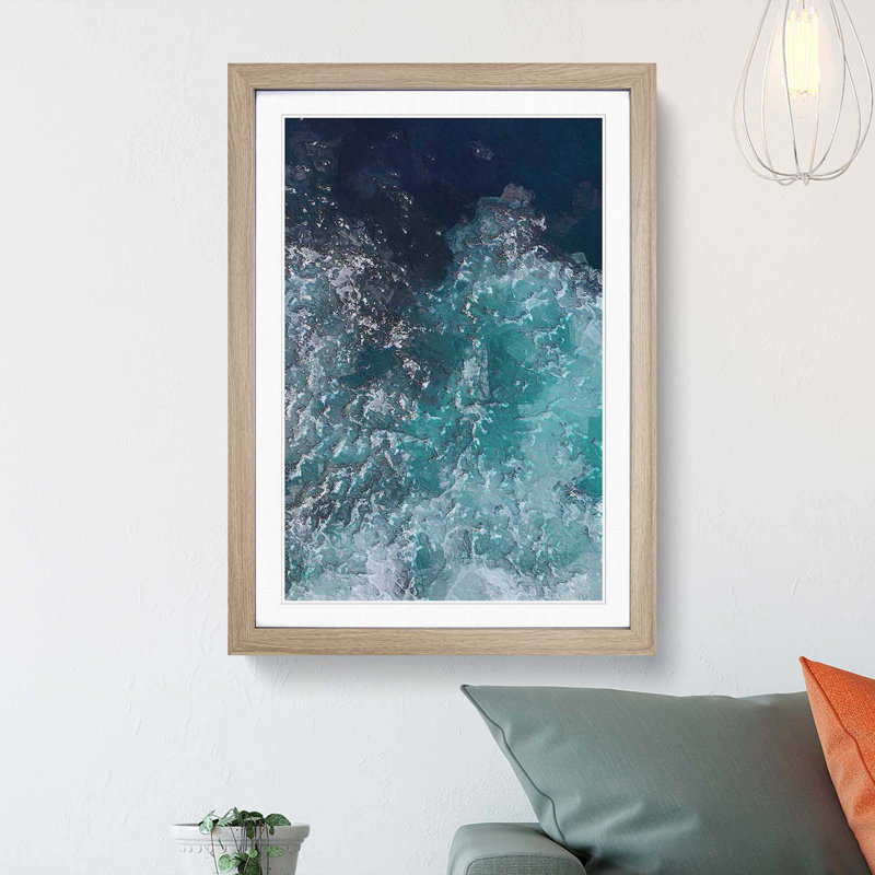 Marbled Waters - Picture Frame Painting Print, 65cm H x 48cm W x 2cm D, Oak Framed