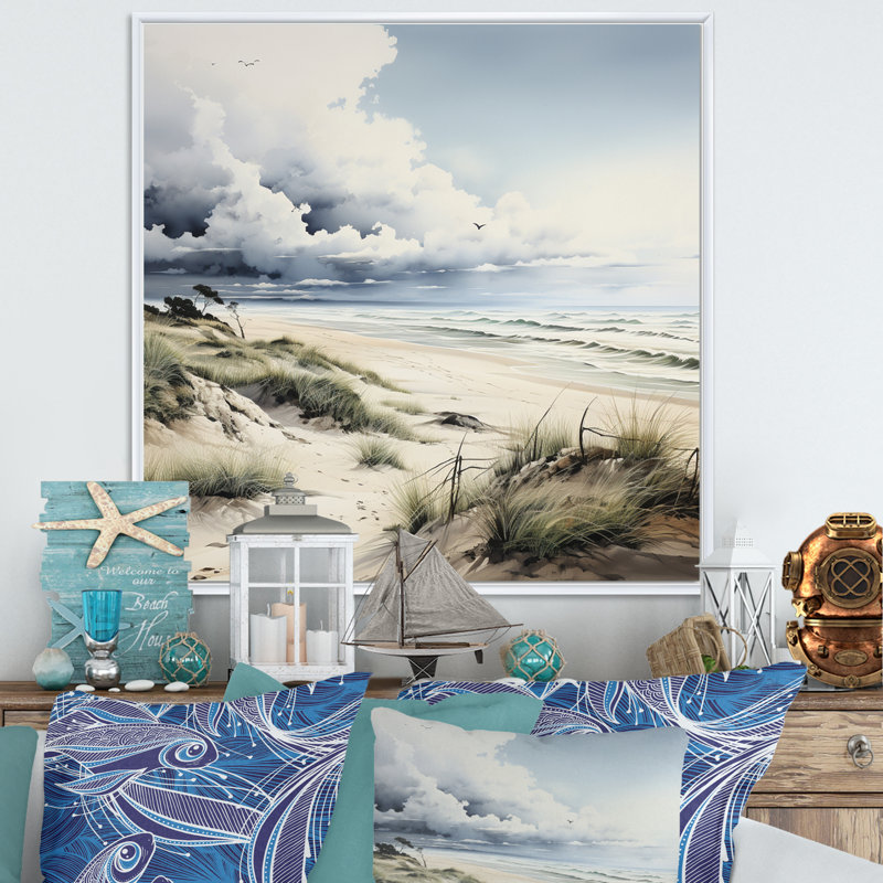 Photo de plage Dune Dreams III, H 36 po x l 36 po x P 1,5 po, Cadre flottant blanc