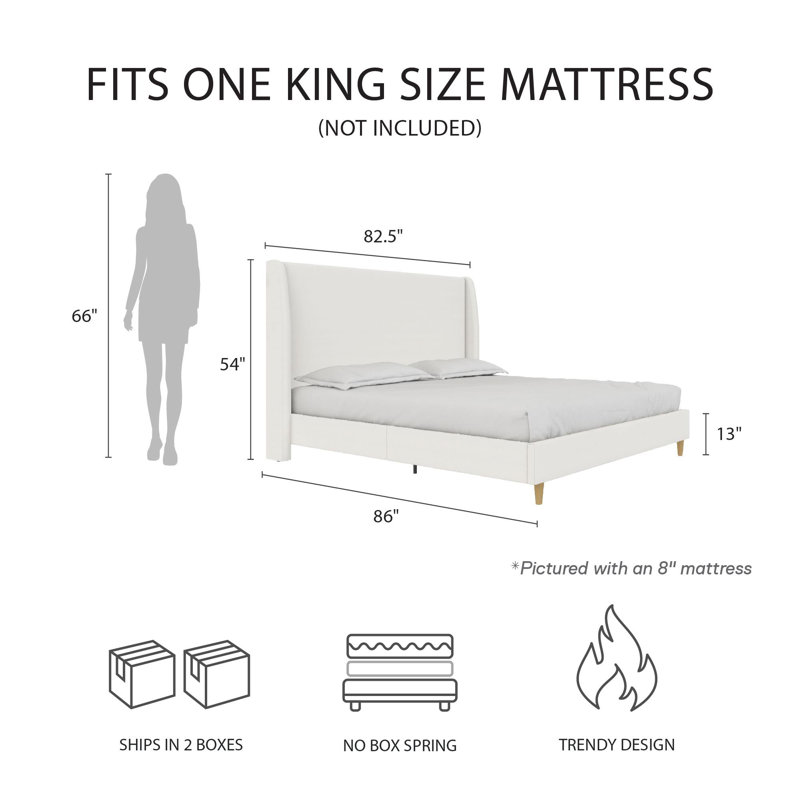 Tess King Upholstered Wingback Bed