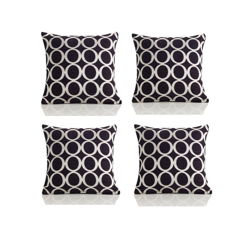 Broward Oh Geometric Cushion with Filling, Black, 45cm H x 45cm W x 15cm D