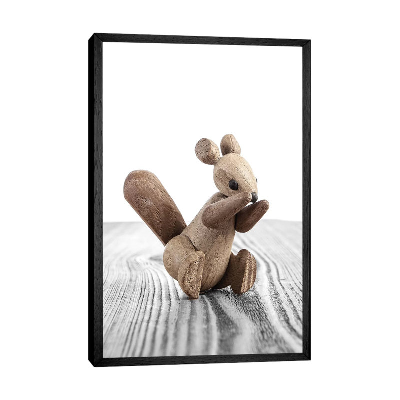 Squirrel Zooline - Print on Canvas, 66.04 cm H x 45.72 cm W, Black Framed