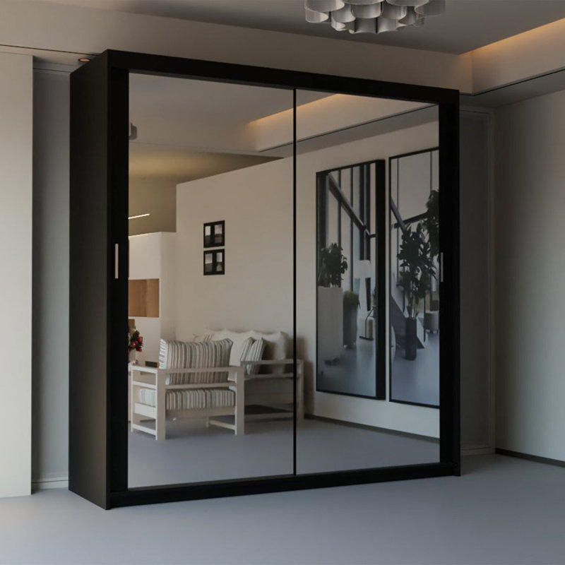 Ahmier 2 Door Manufactured Wood Wardrobe, Black