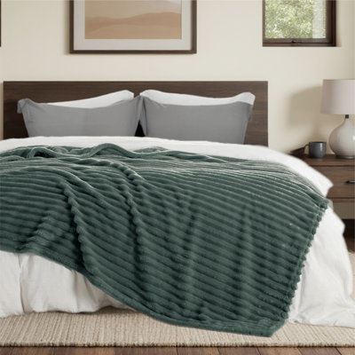 Couverture en flanelle de lit simple TG pour lit pour fille, couverture douce et confortable de 300 g / m² pour dortoir et décoration intérieure, vert canard, cadeau toutes saisons