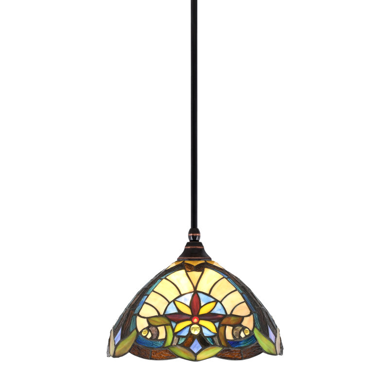 Mini-luminaire suspendu suspendu avec une tige en cuivre noir et une étoile en verre 12 po