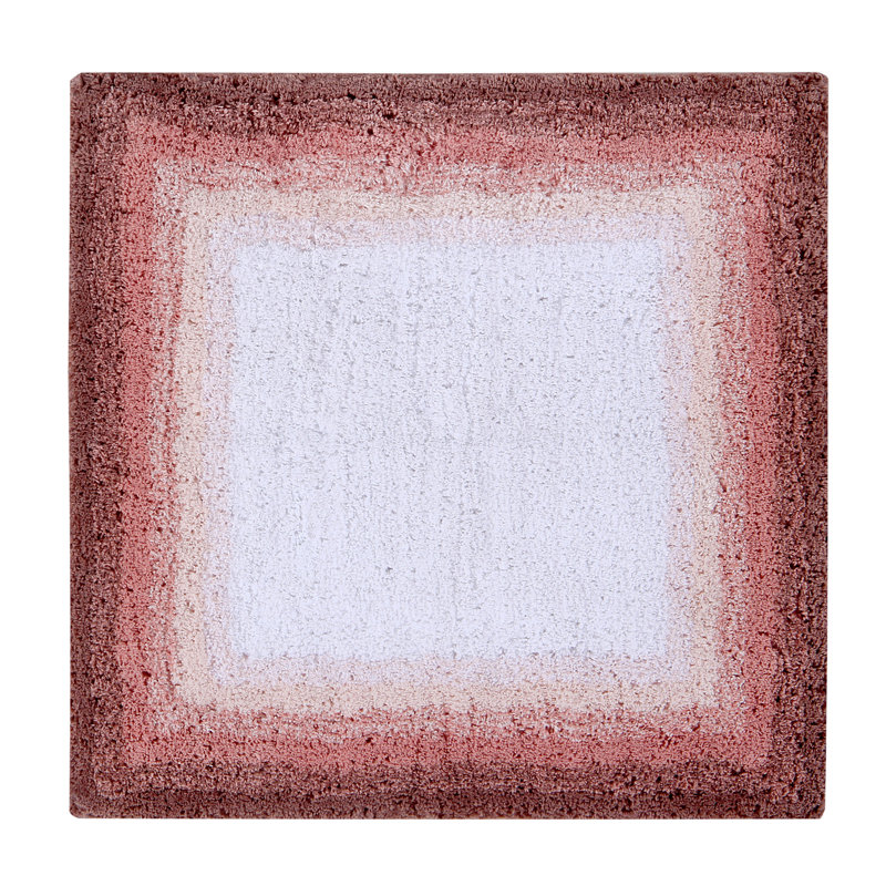 Tapis de bain touffeté 100% coton Orme avec envers antidérapant, tapis de bain ultra doux et absorbant lavable à la machine, carré 24 po, rose