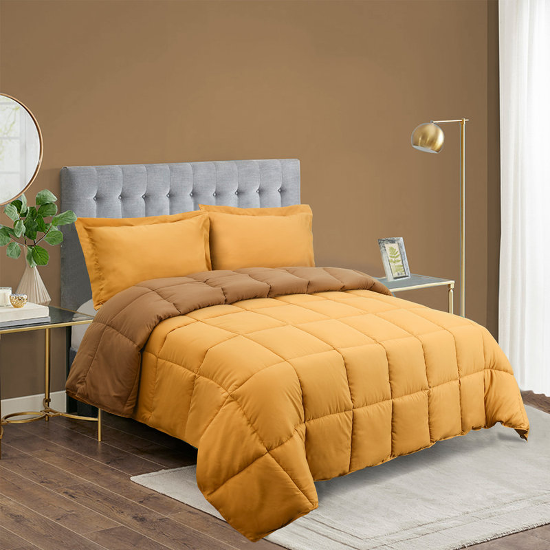 All Season Reversible Down Alternative Comforter Set with Shams - Breathable, Soft, Fluffy, Pink