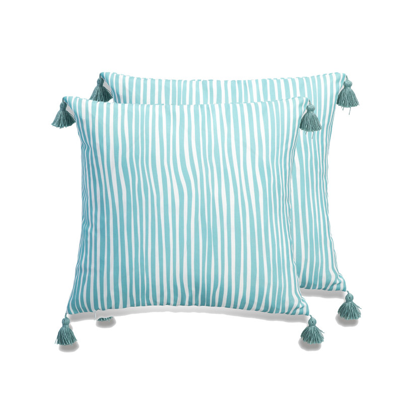 My Cottage Living Outdoor Throw Square Pillow Cover & Insert, Polyester, Turquoise