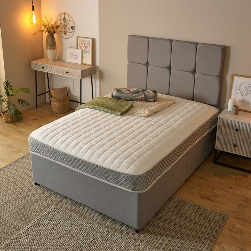 White Noise 7.25" Deep Grey Tommy Border, Memory Spring Mattress, Single (3')