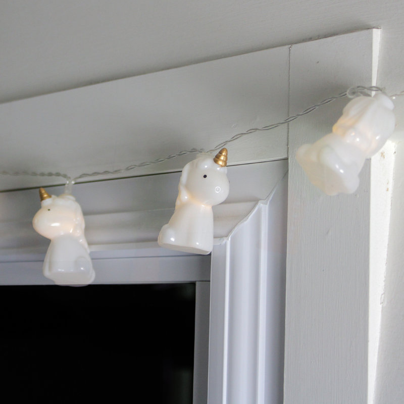 10-Count White Unicorn LED String Lights - 4.5 ft Clear Wire
